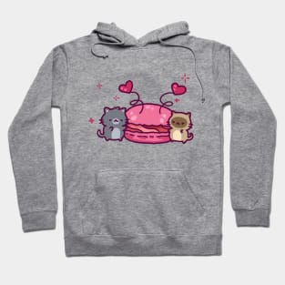 Cats and a giant pink macaron Hoodie